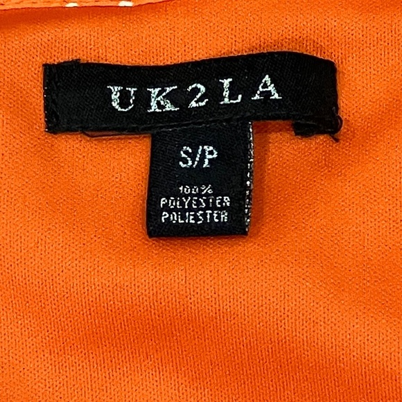 UK2LA women’s small Vibrant Orange polka dot ruffled lined Dress - Picture 2 of 13